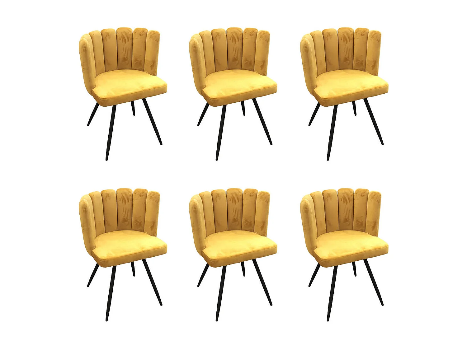 CHARLOTTE - Lot de 6 Chaises Velours Jaune