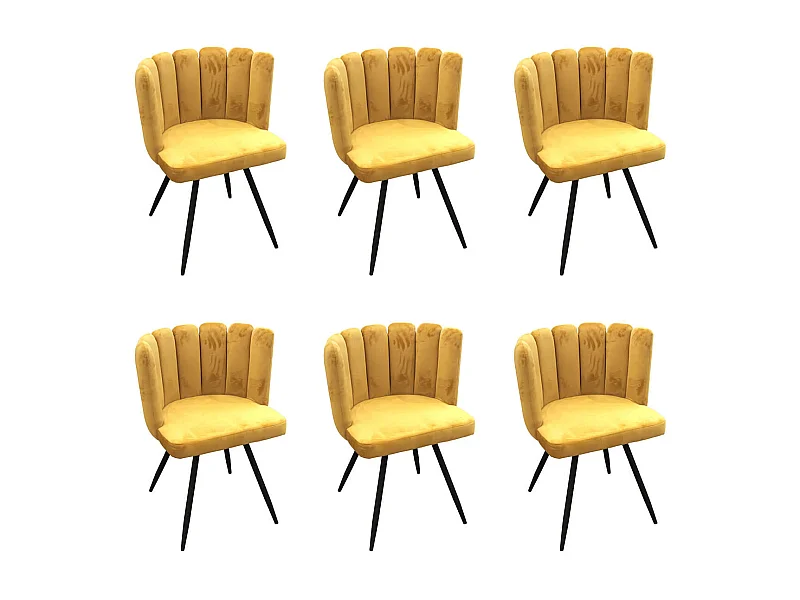 CHARLOTTE - Lot de 6 Chaises Velours Jaune