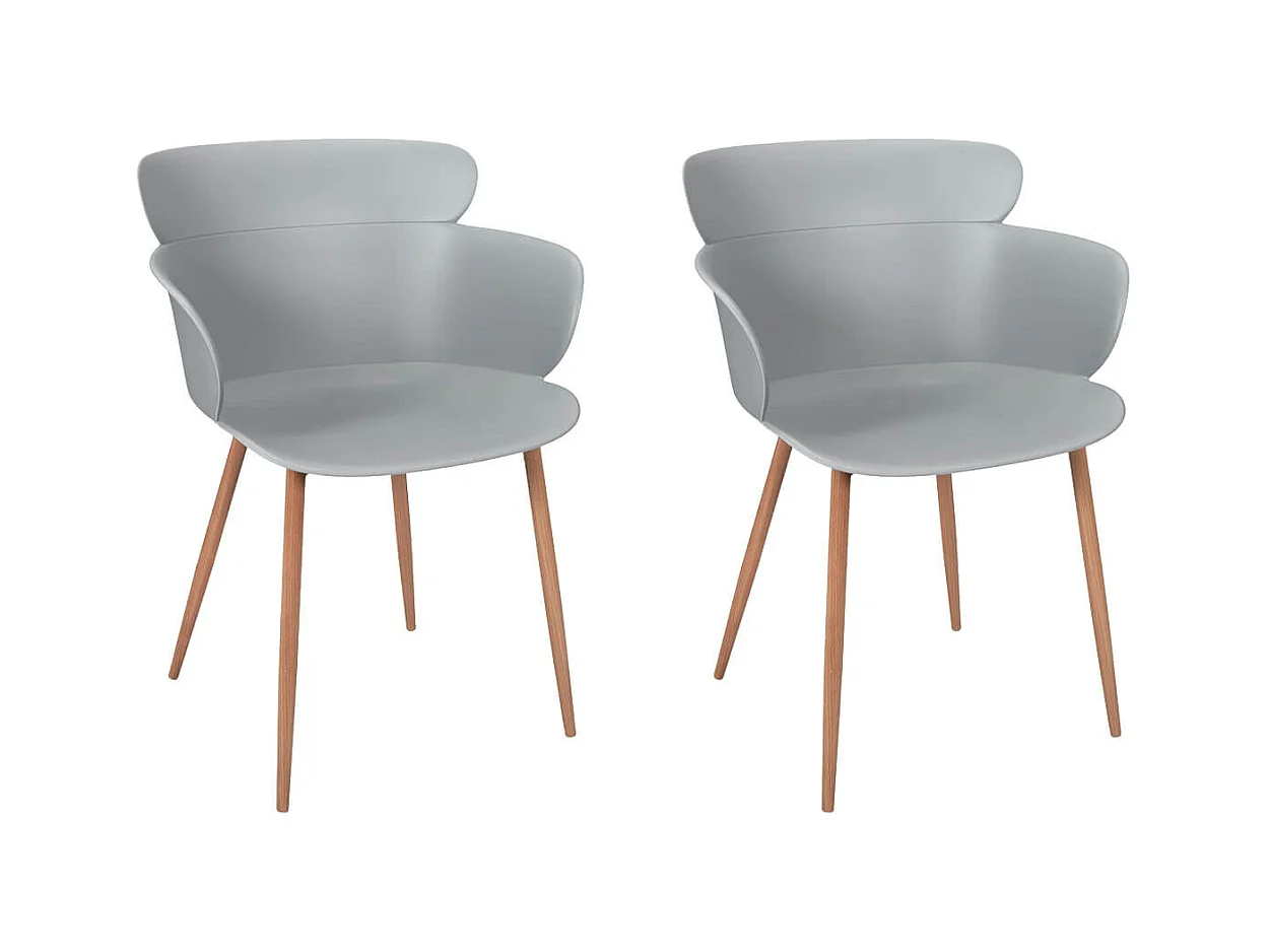 MALYA - Lot de 2 Fauteuils Scandinaves Gris