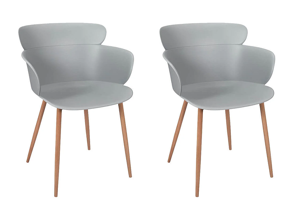 MALYA - Lot de 2 Fauteuils Scandinaves Gris