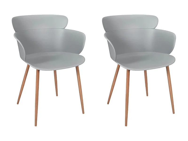 MALYA - Lot de 2 Fauteuils Scandinaves Gris