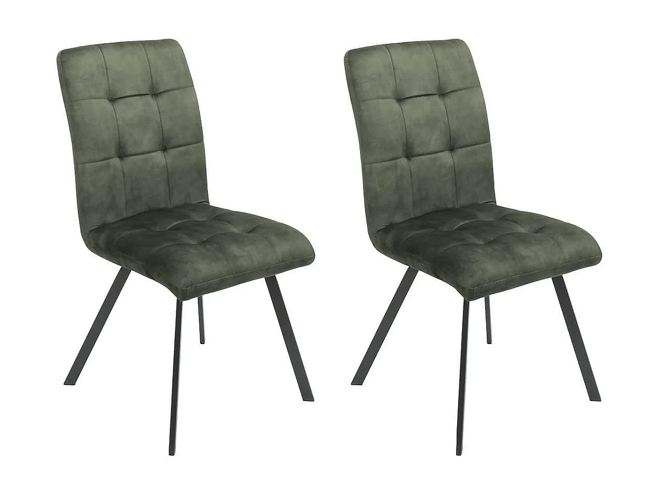 JOHN - Lot de 2 Chaises Capitonnées Vert
