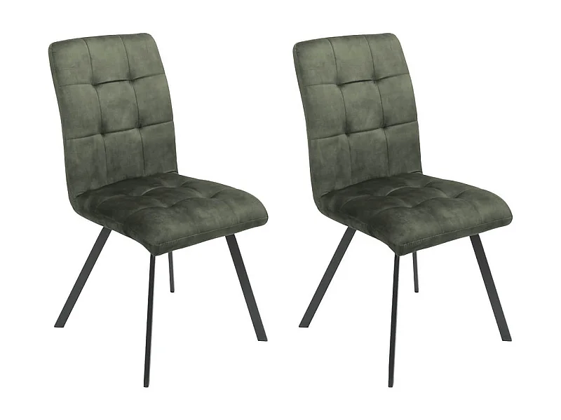 JOHN - Lot de 2 Chaises Capitonnées Vert