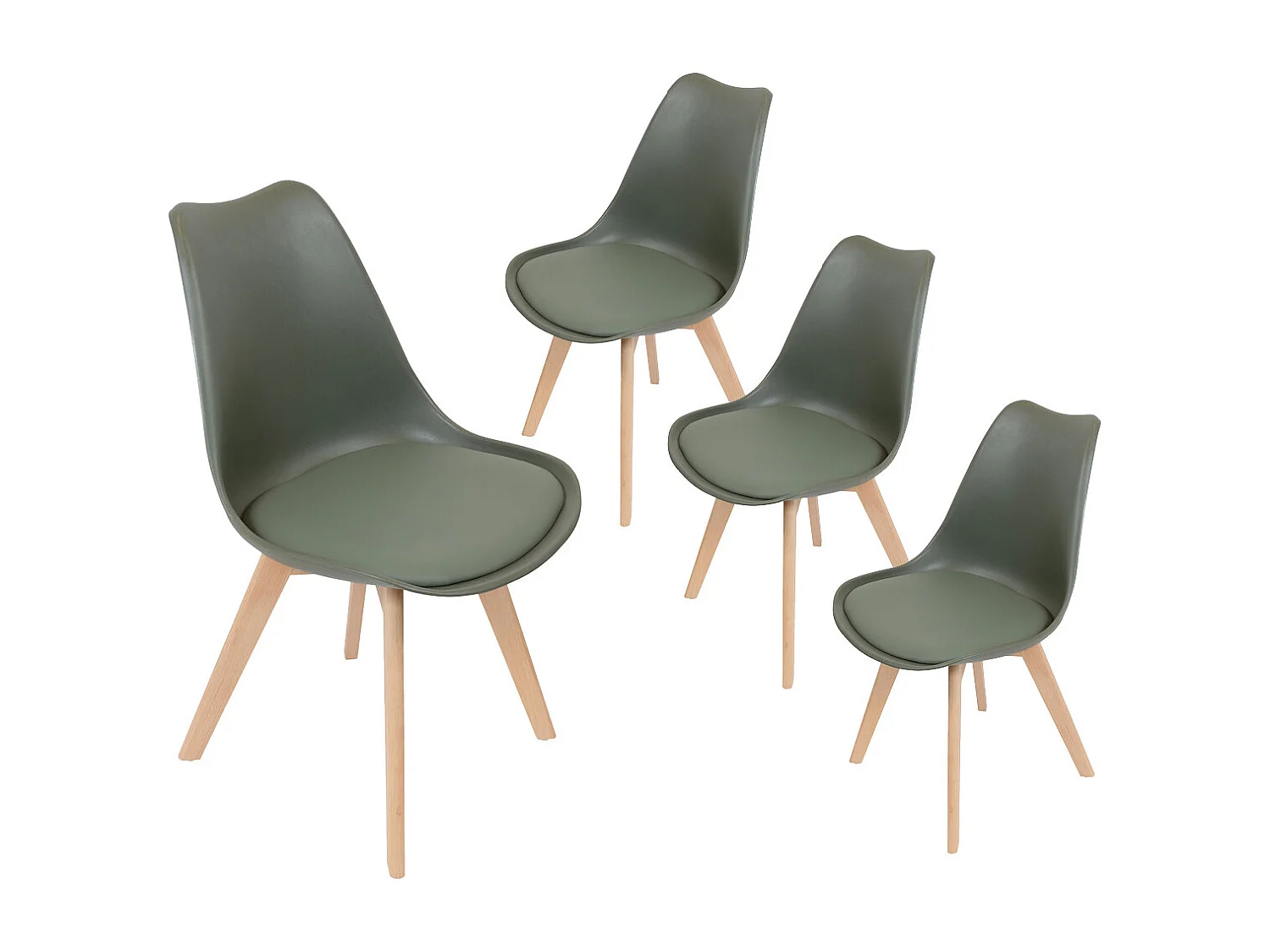 MEDALINE - Lot de 4 Chaises Scandinaves Kaki