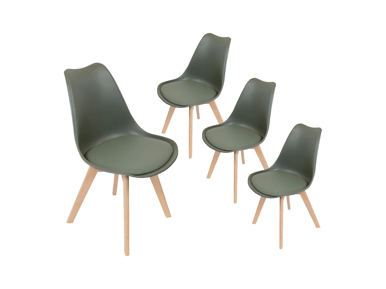 MEDALINE - Lot de 4 Chaises Scandinaves Kaki