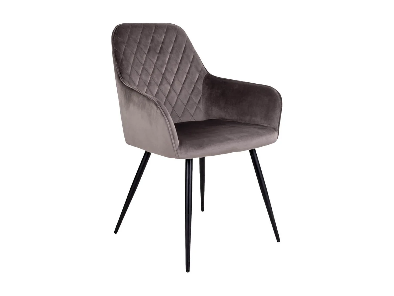 VIBY - Lot de 6 Fauteuils Velours Taupe et Piétement Acier Noir