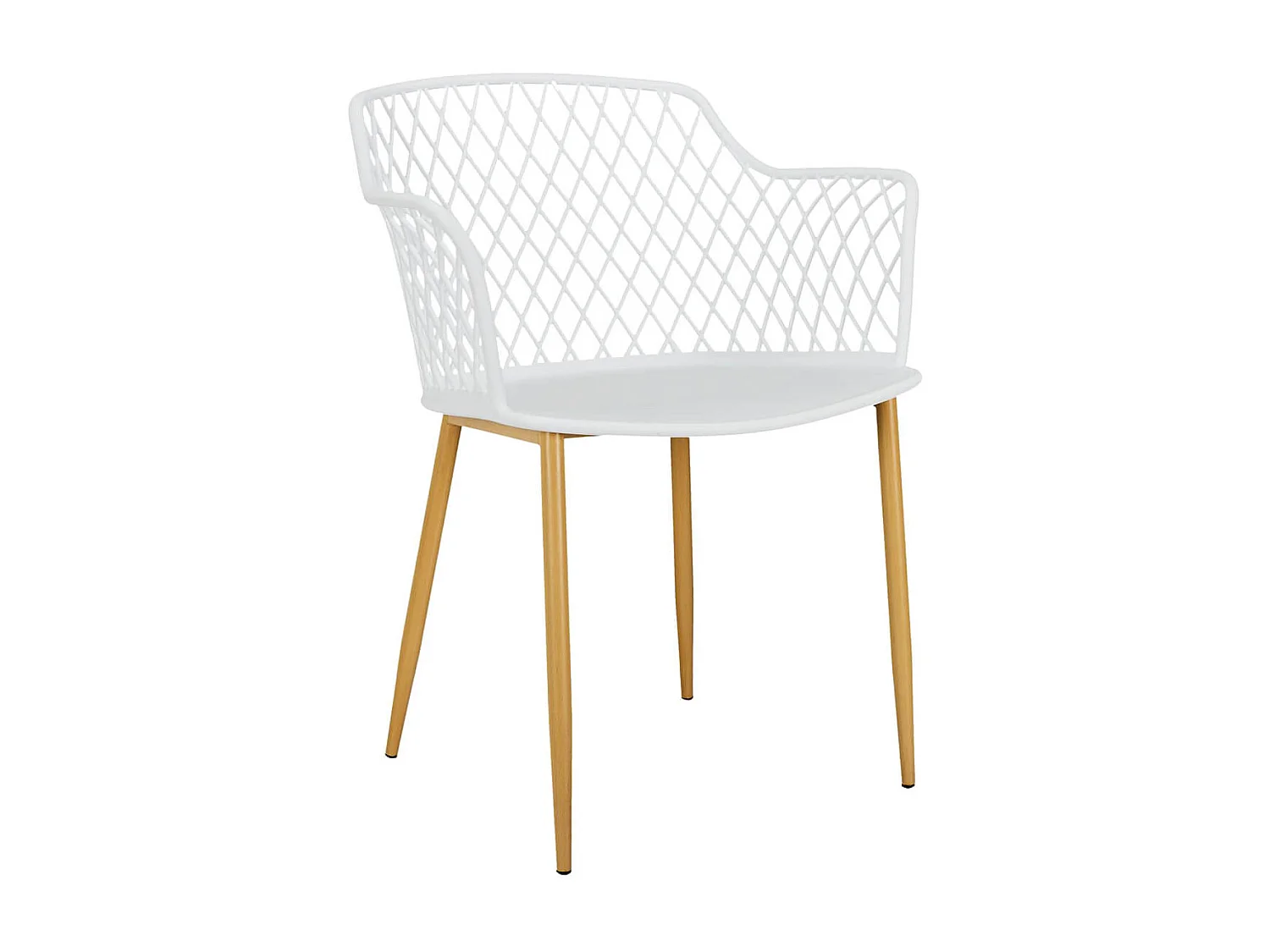 TRESSIE - Lot de 4 Fauteuils Blancs Pieds Effet Bois Verni