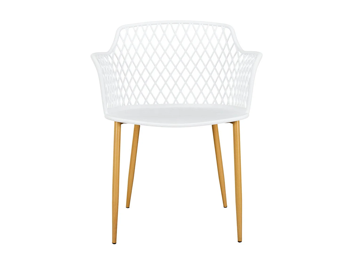 TRESSIE - Lot de 4 Fauteuils Blancs Pieds Effet Bois Verni