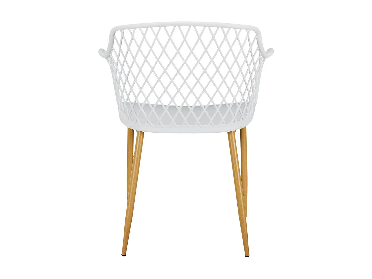 TRESSIE - Lot de 4 Fauteuils Blancs Pieds Effet Bois Verni