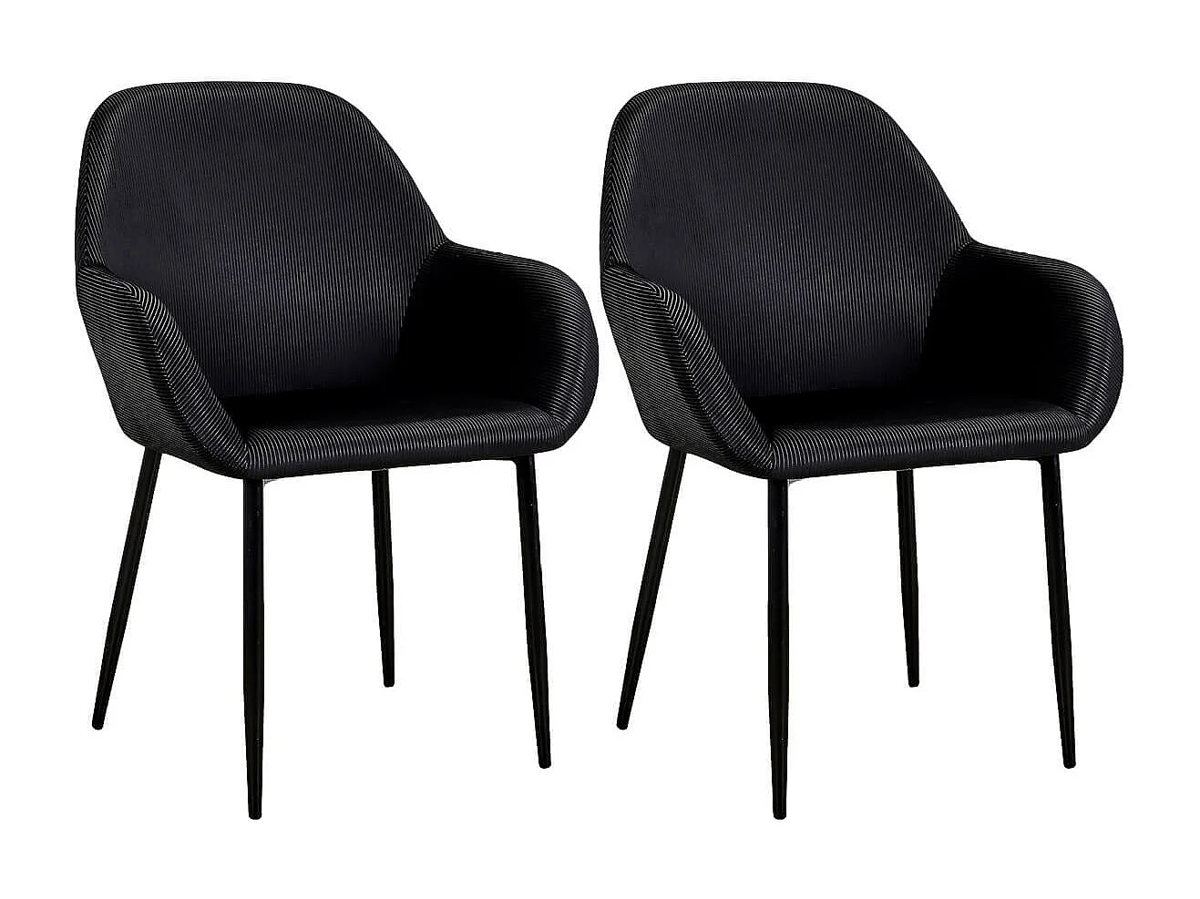 ALESSIA - Lot de 2 Fauteuils Velours Côtelé Noir