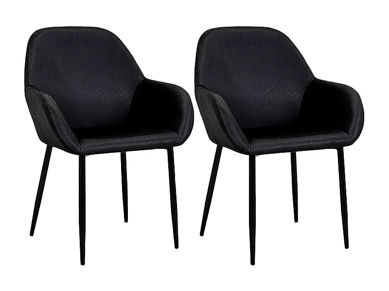 ALESSIA - Lot de 2 Fauteuils Velours Côtelé Noir