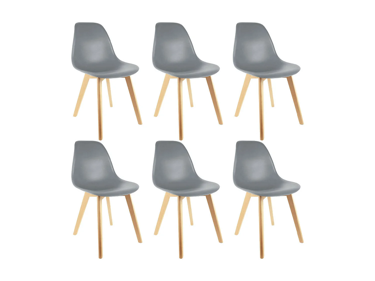 MELYA - Lot de 6 Chaises Scandinaves Grises