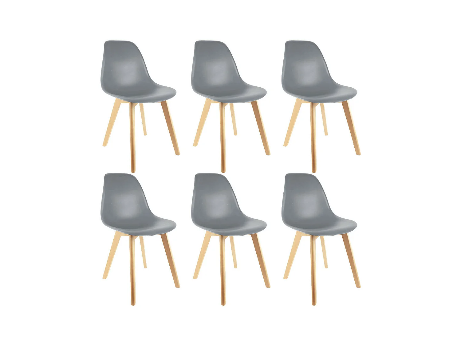 MELYA - Lot de 6 Chaises Scandinaves Grises