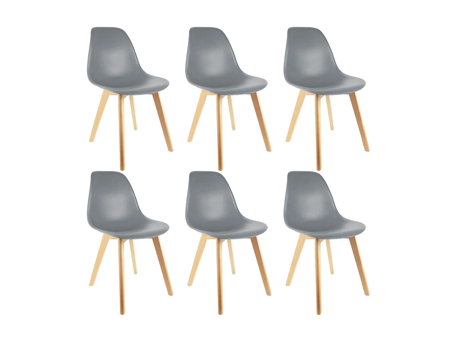 MELYA - Lot de 6 Chaises Scandinaves Grises
