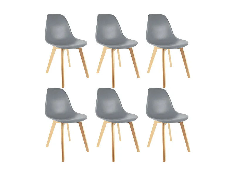 MELYA - Lot de 6 Chaises Scandinaves Grises