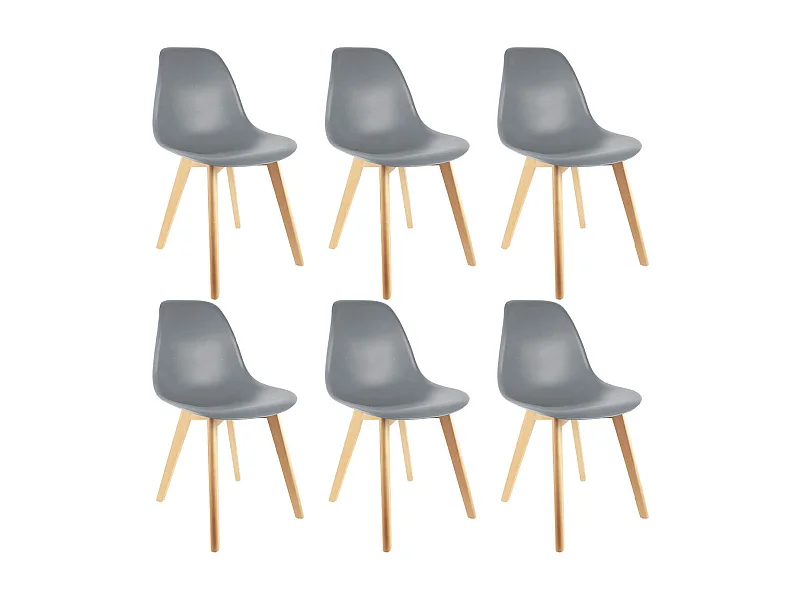 MELYA - Lot de 6 Chaises Scandinaves Grises
