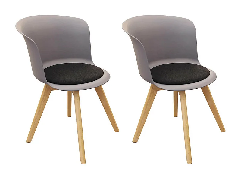 ENAEL - Lot de 2 Chaises Grises avec Assise Noire