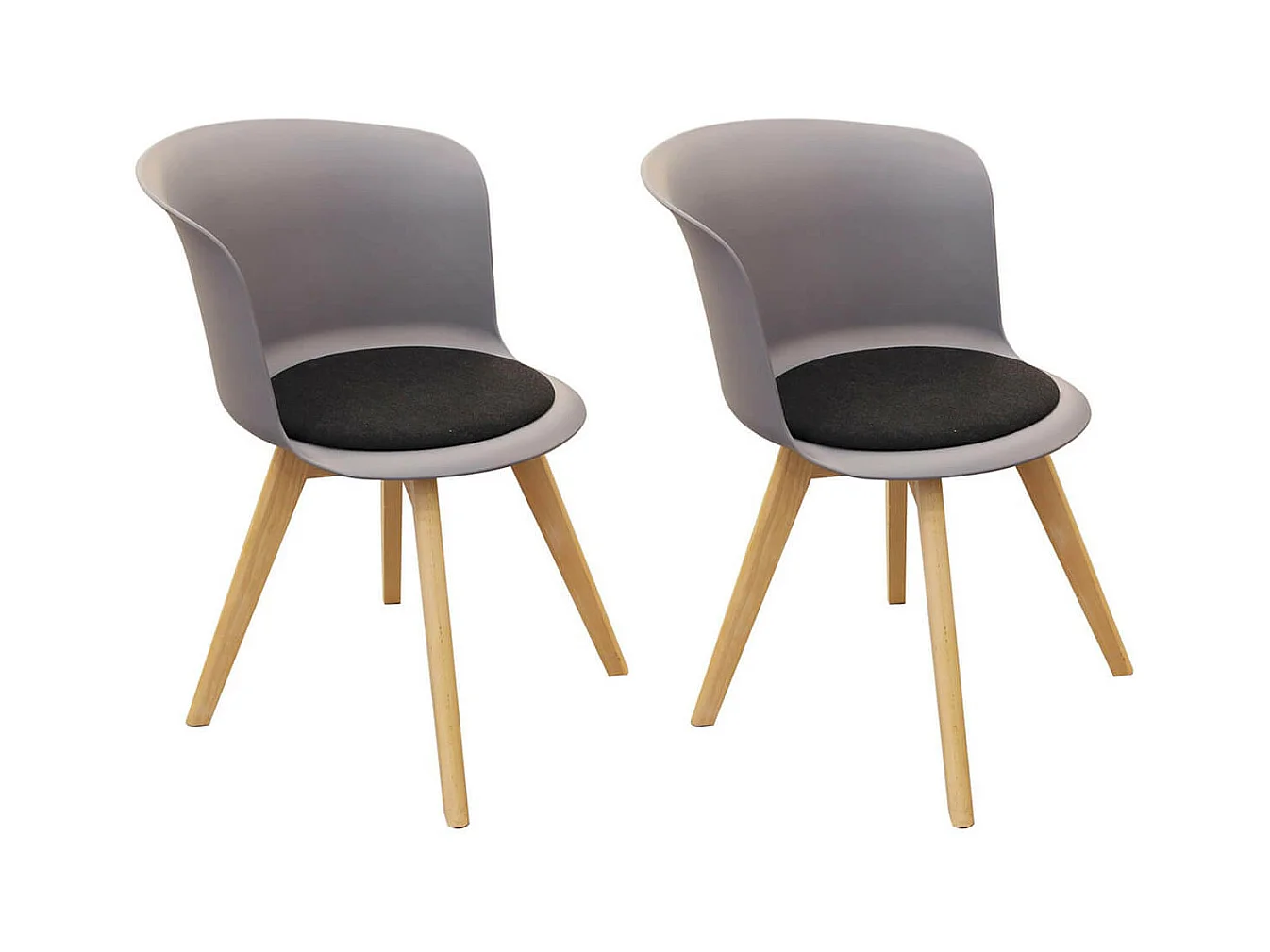 ENAEL - Lot de 2 Chaises Grises avec Assise Noire