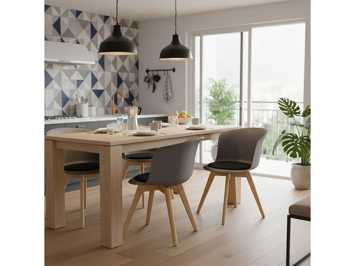 ENAEL - Lot de 2 Chaises Grises avec Assise Noire