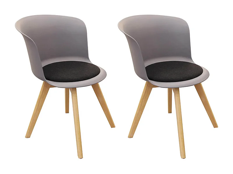 ENAEL - Lot de 2 Chaises Grises avec Assise Noire