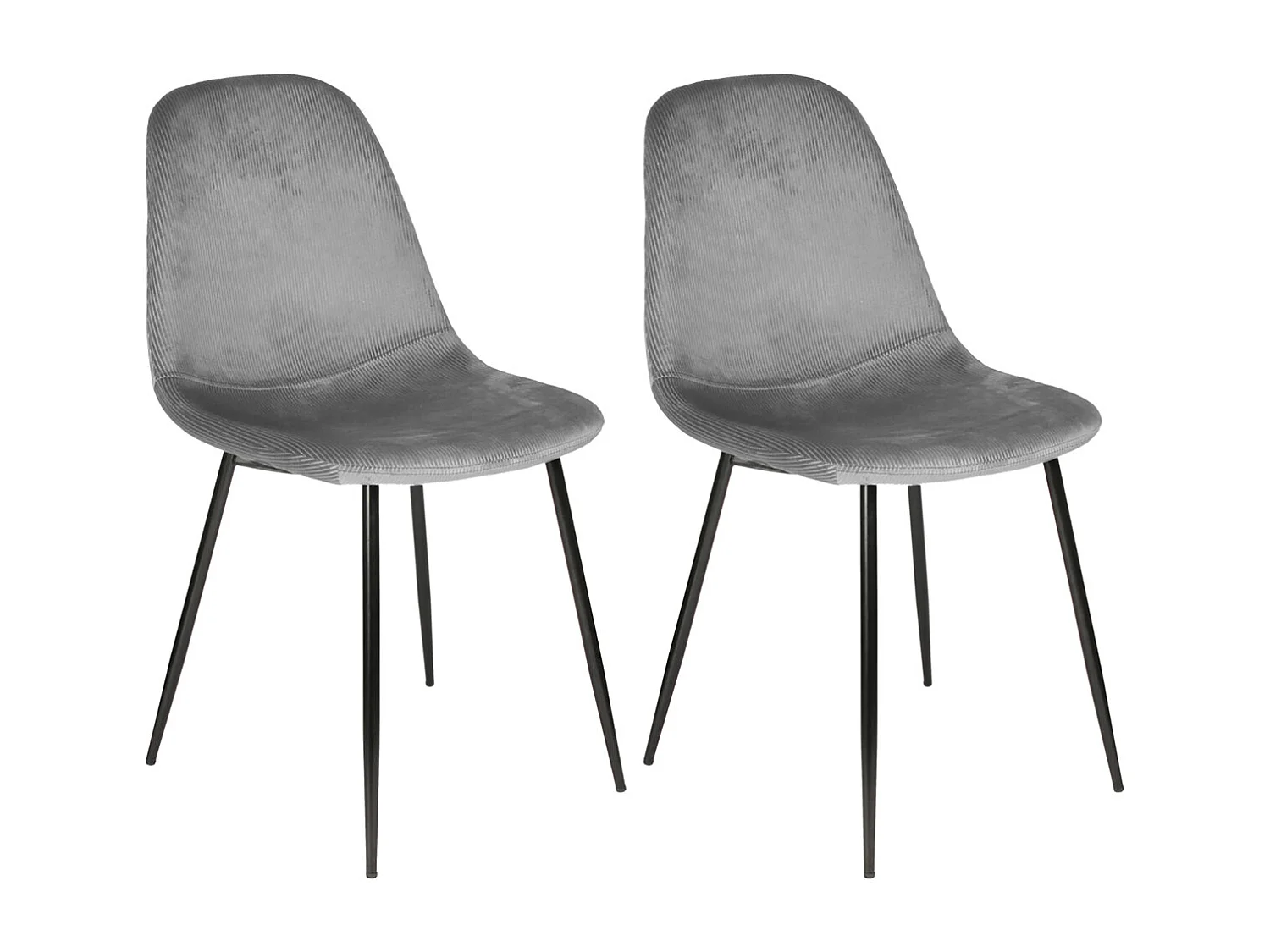 ALESSIA - Lot de 2 Chaises Velours Côtelé Gris Foncé