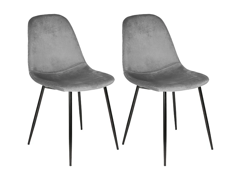 ALESSIA - Lot de 2 Chaises Velours Côtelé Gris Foncé