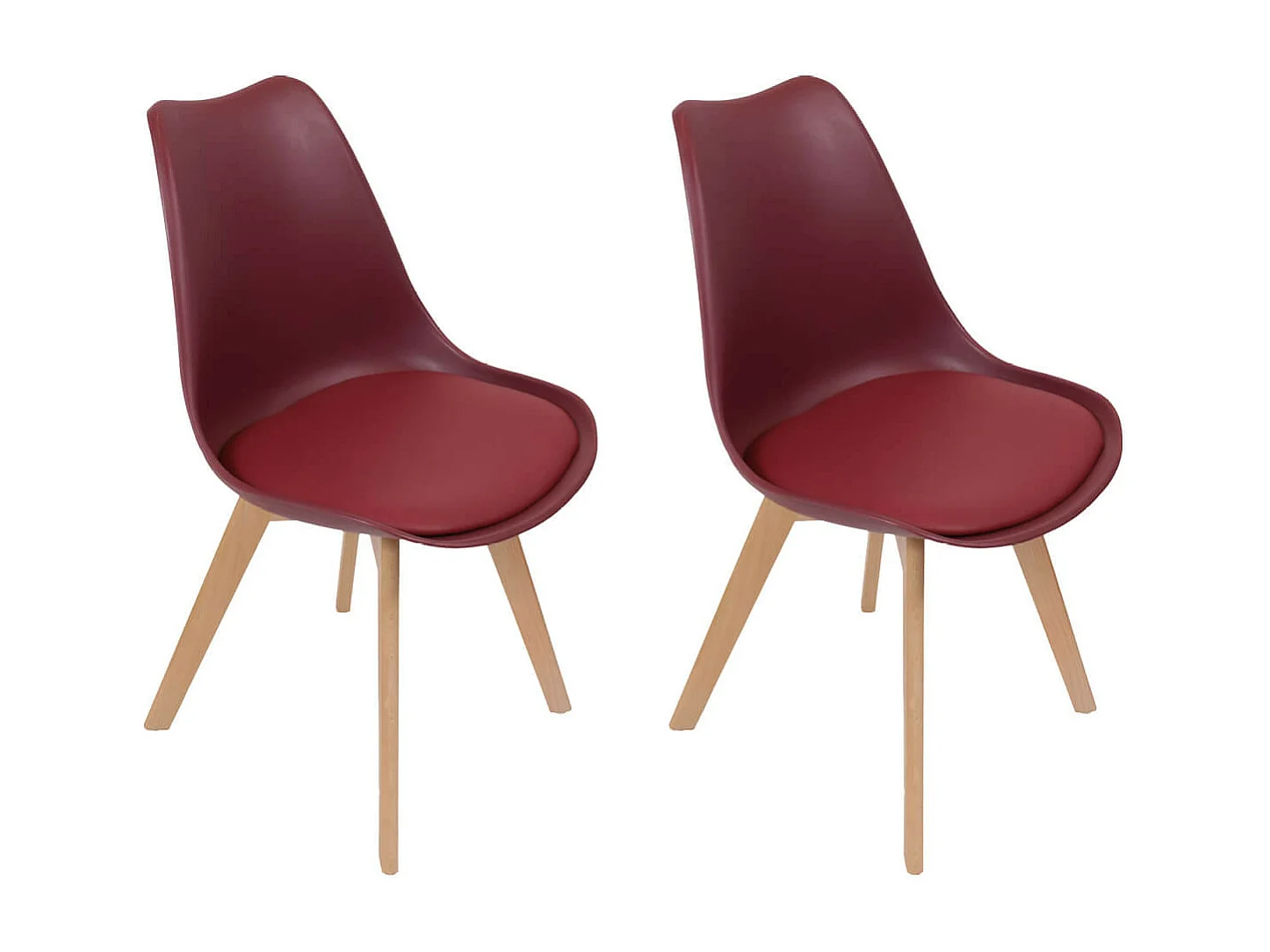 MEDALINE - Lot de 2 Chaises Scandinaves Bordeaux