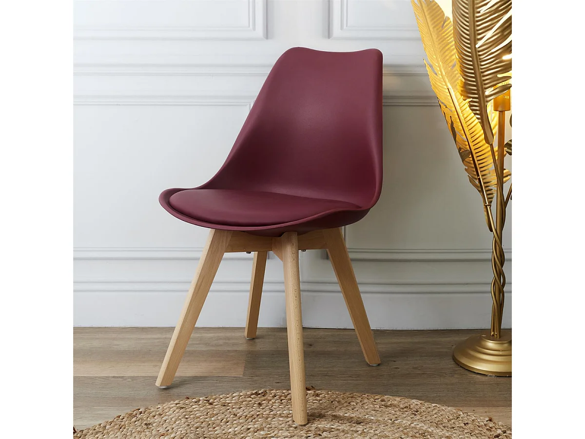MEDALINE - Lot de 2 Chaises Scandinaves Bordeaux