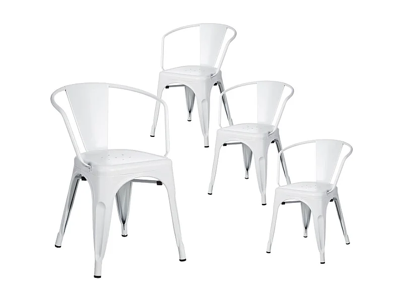 LUCY - Lot de 4 Chaises Métalliques Blanches