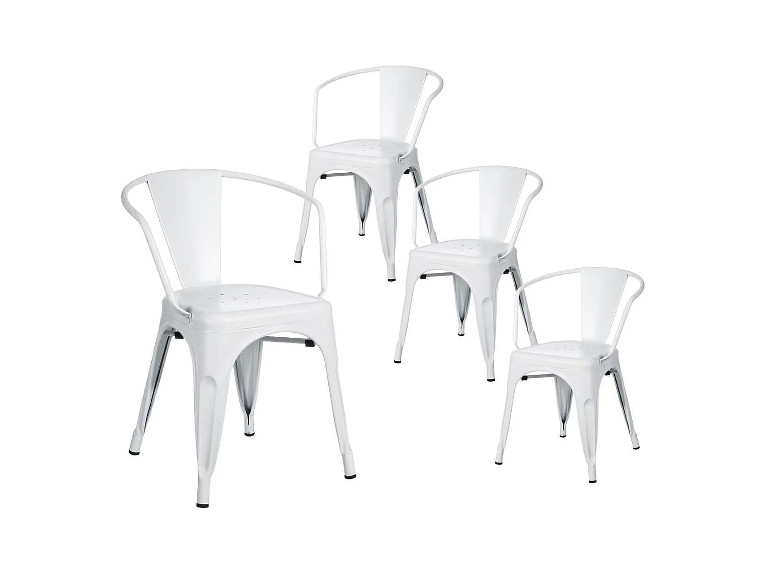 LUCY - Lot de 4 Chaises Métalliques Blanches