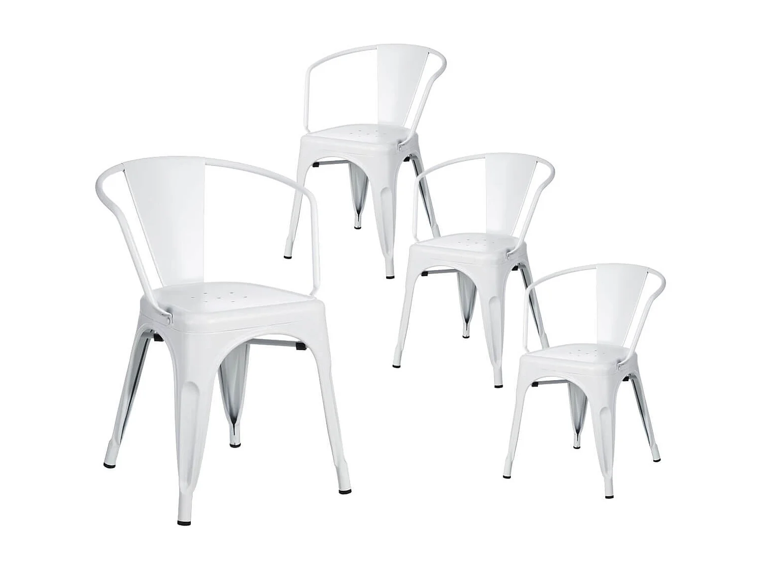 LUCY - Lot de 4 Chaises Métalliques Blanches
