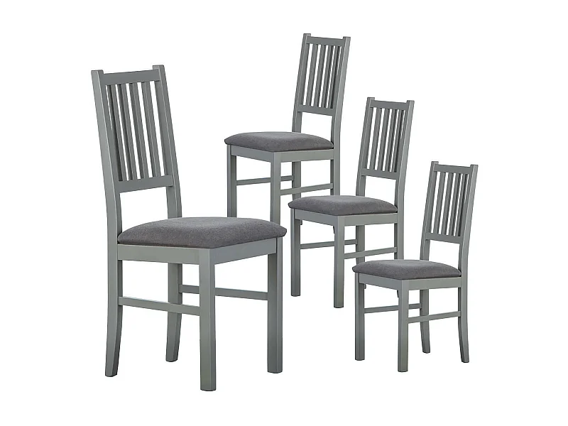 MELINA - Lot de 4 Chaises Bois Massif Gris
