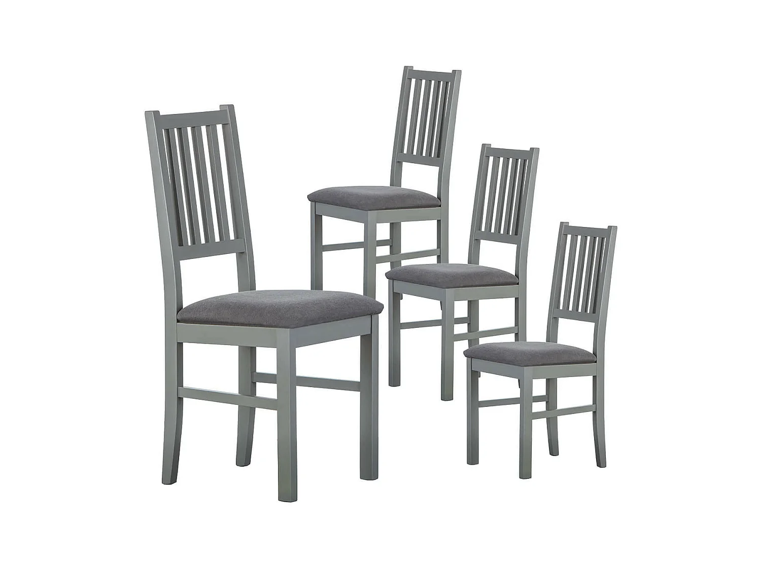 MELINA - Lot de 4 Chaises Bois Massif Gris