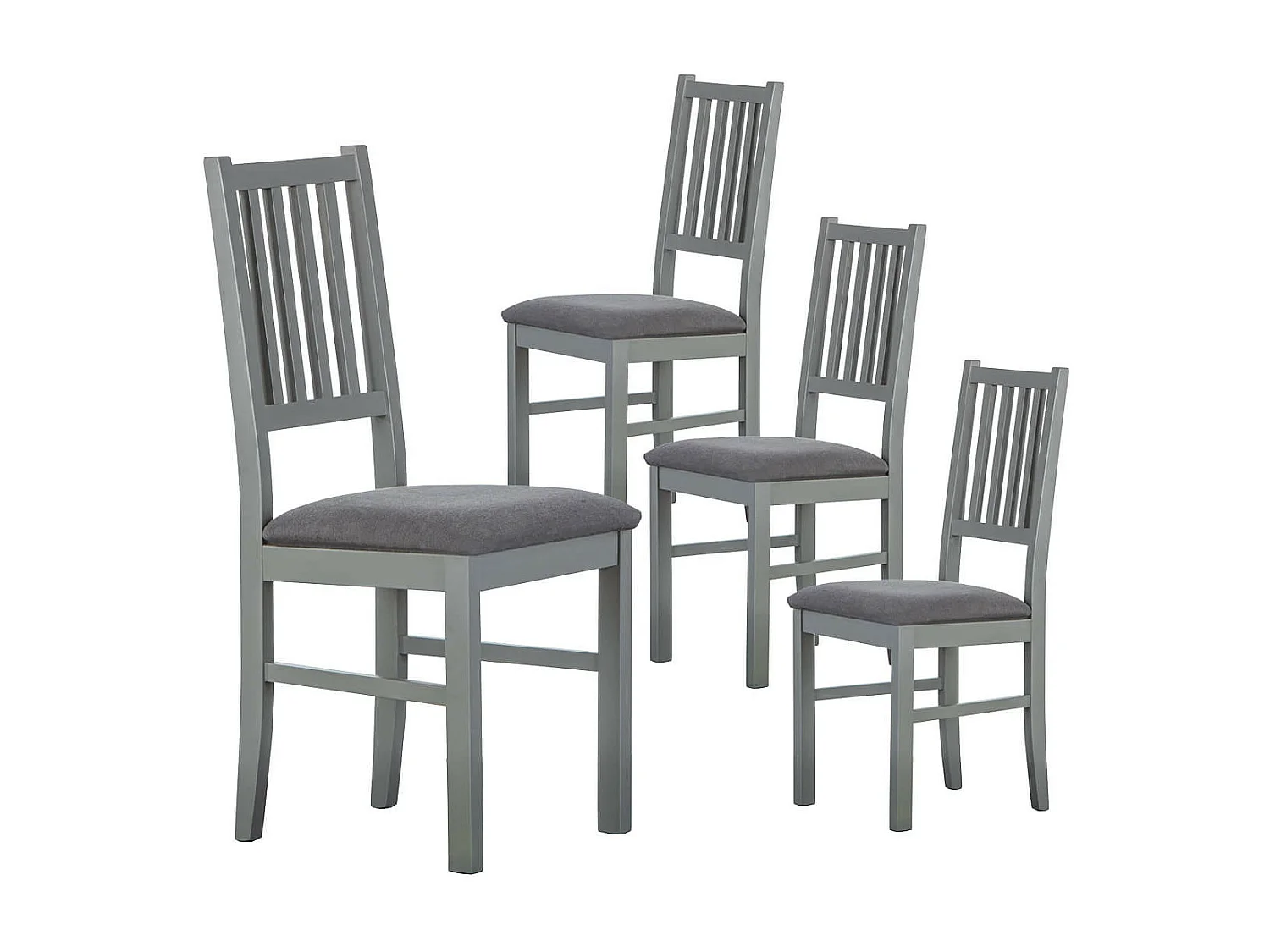 MELINA - Lot de 4 Chaises Bois Massif Gris