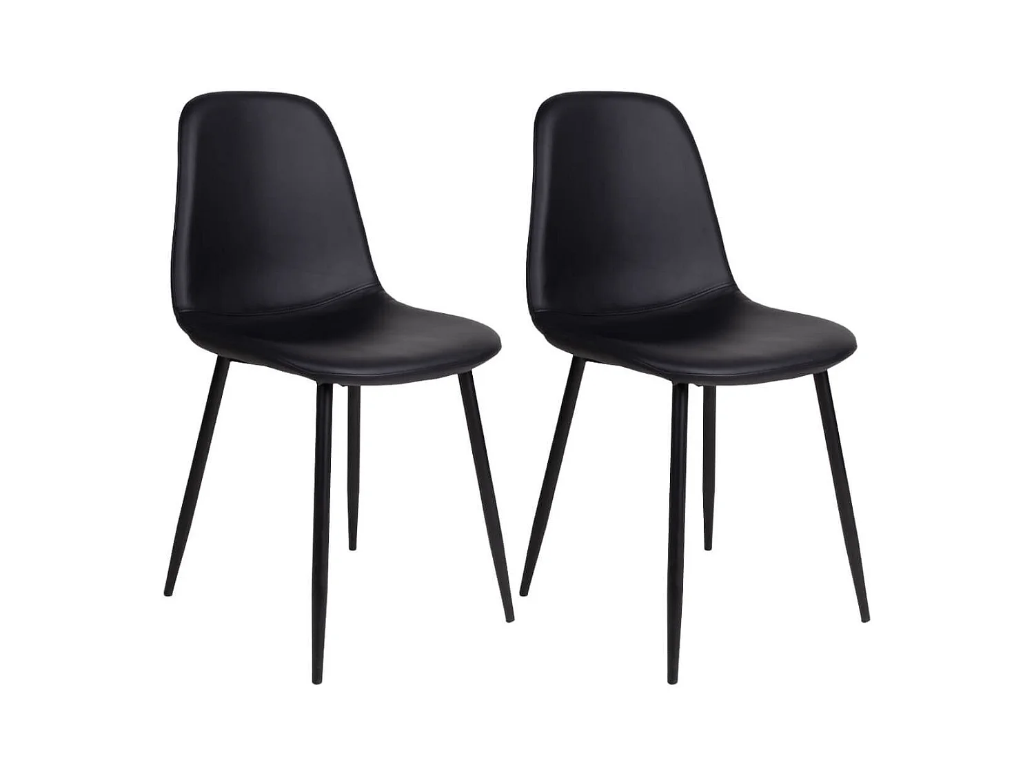 DYVIK - Lot de 2 Chaises Simili Noir et Piétement Acier Noir