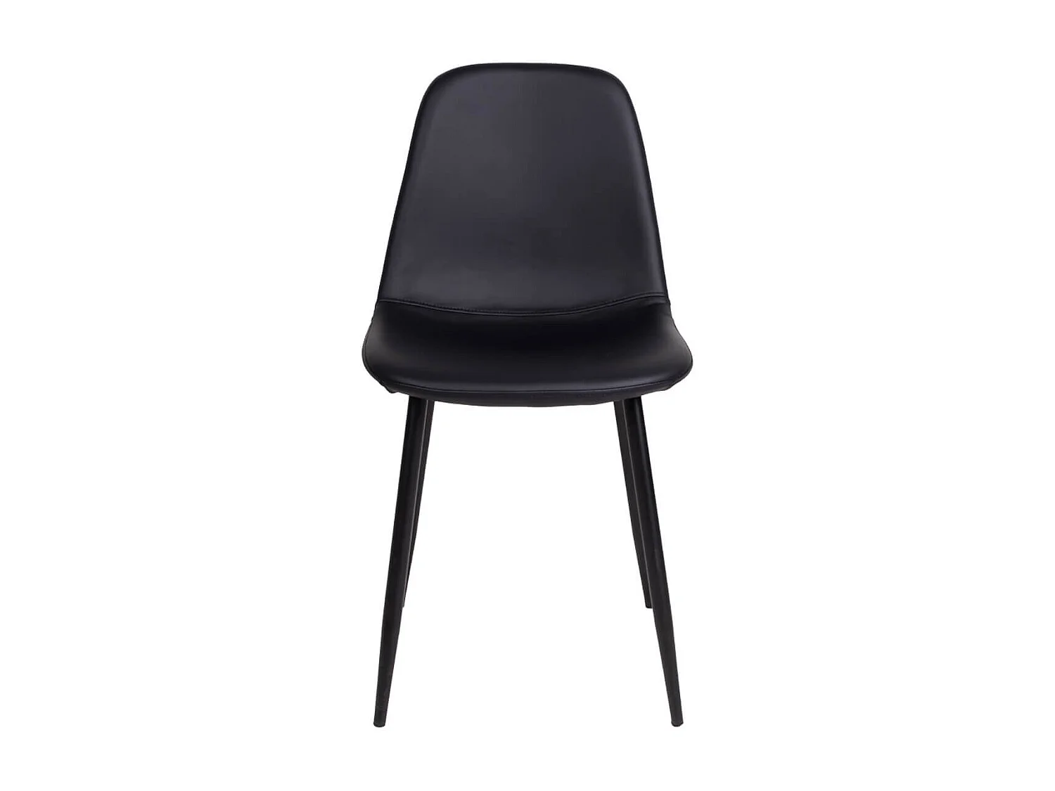 DYVIK - Lot de 2 Chaises Simili Noir et Piétement Acier Noir