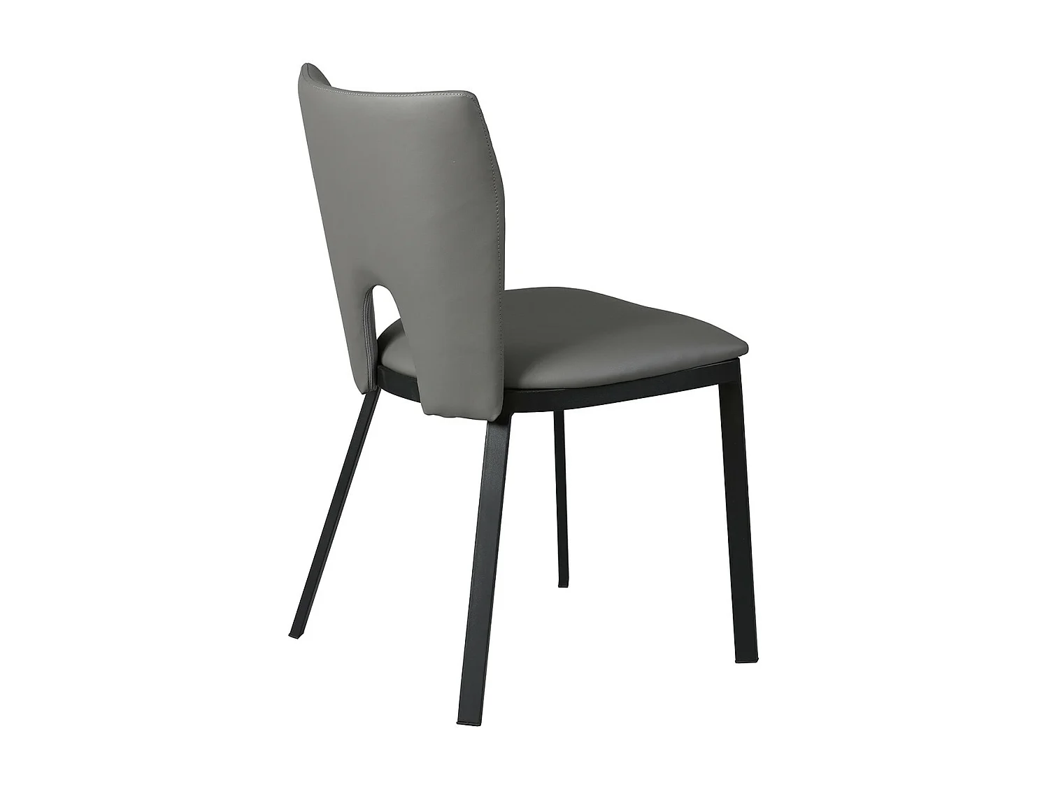 CATALIA - Lot de 2 Chaises Noires Métal et Simili