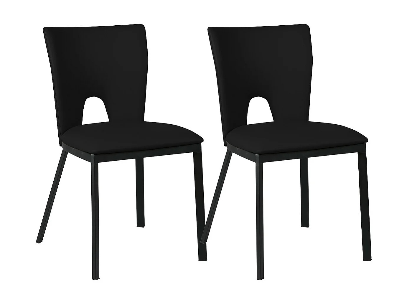 CATALIA - Lot de 2 Chaises Noires Métal et Simili
