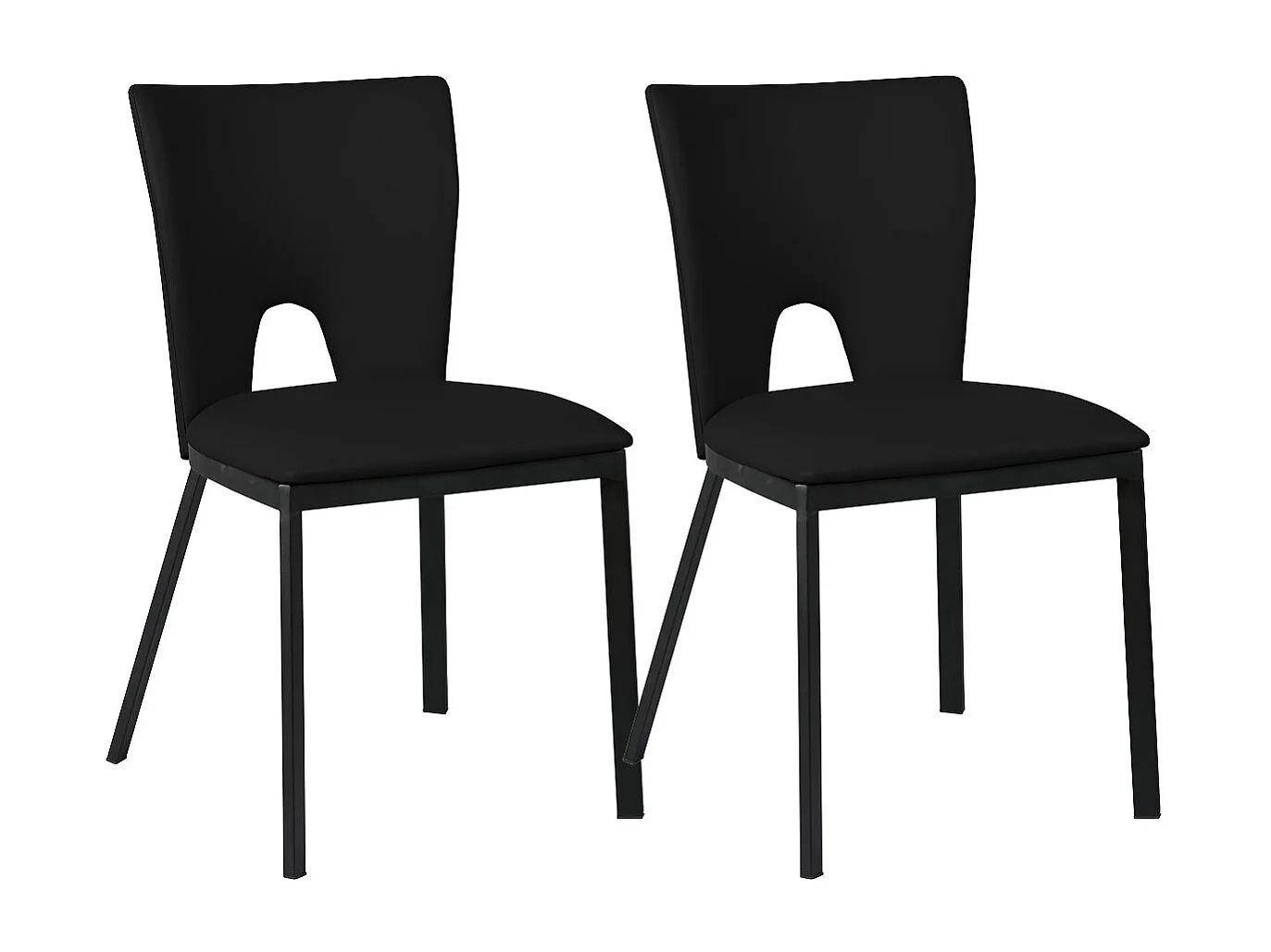 CATALIA - Lot de 2 Chaises Noires Métal et Simili