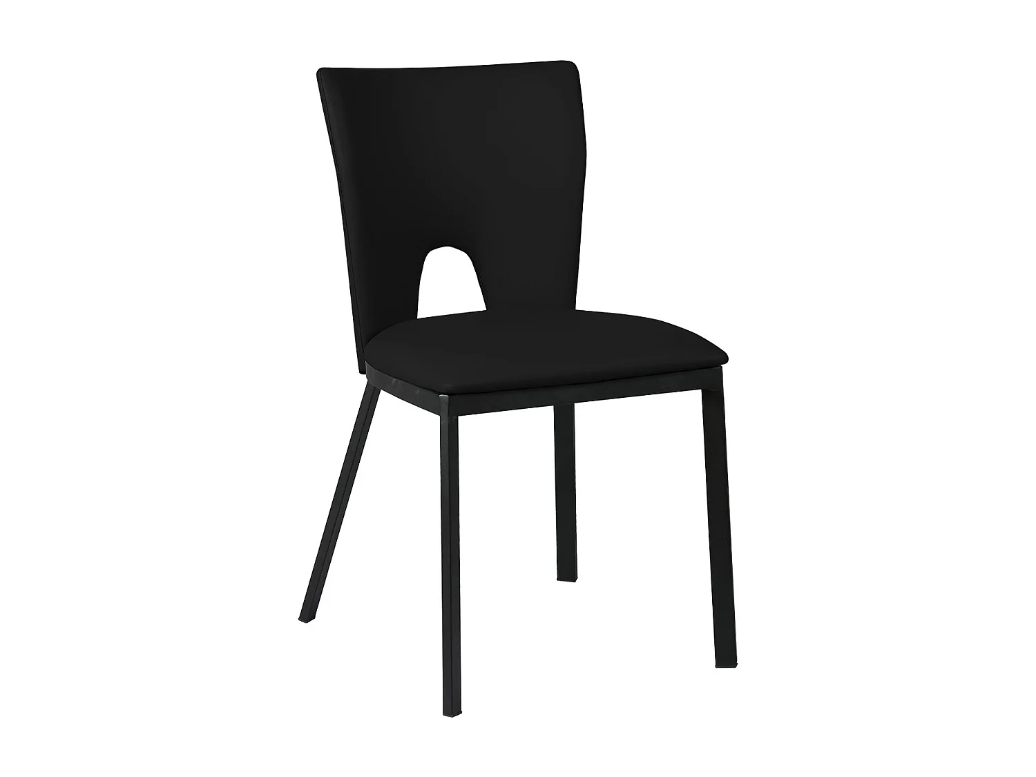 CATALIA - Lot de 2 Chaises Noires Métal et Simili