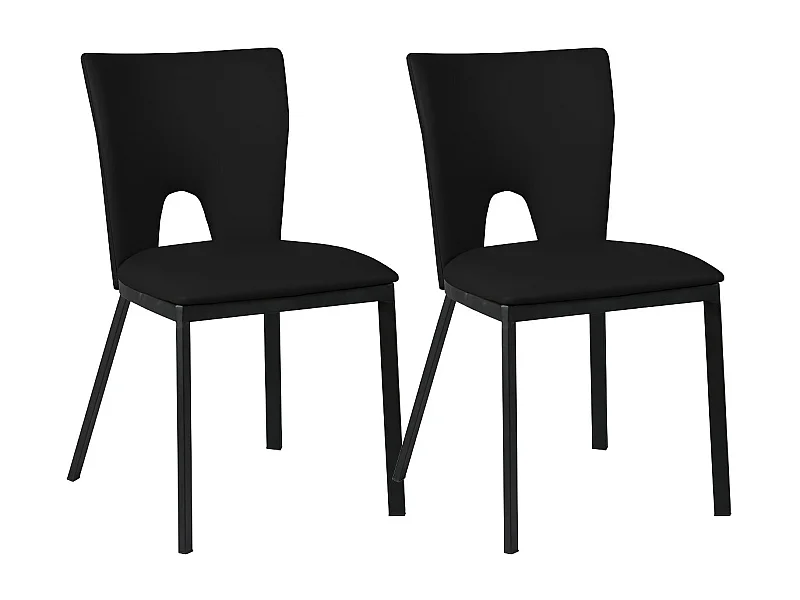 CATALIA - Lot de 2 Chaises Noires Métal et Simili
