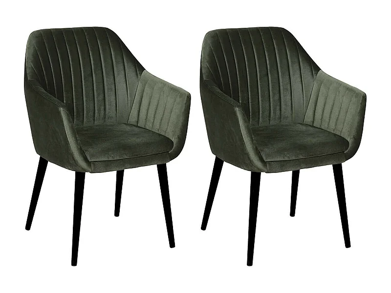 HETA - Lot de 2 Fauteuils Verts Piètement Noir