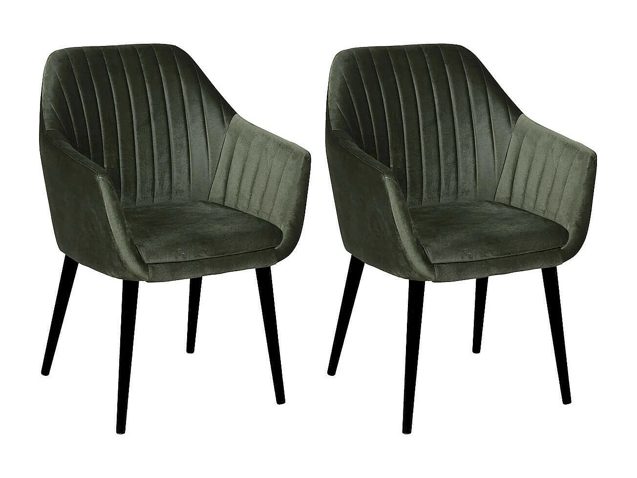 HETA - Lot de 2 Fauteuils Verts Piètement Noir