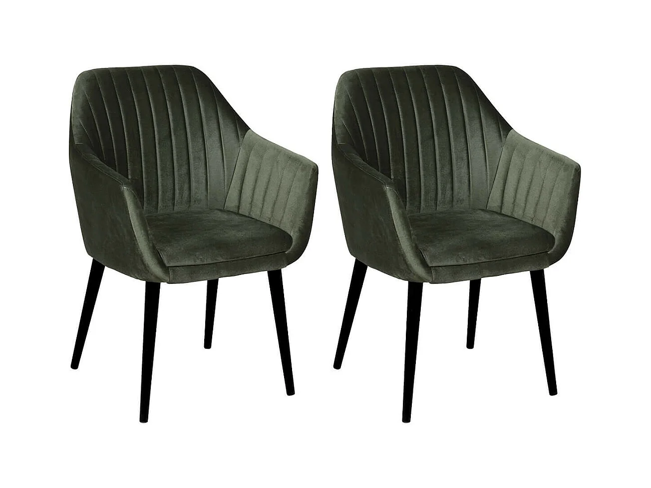 HETA - Lot de 2 Fauteuils Verts Piètement Noir