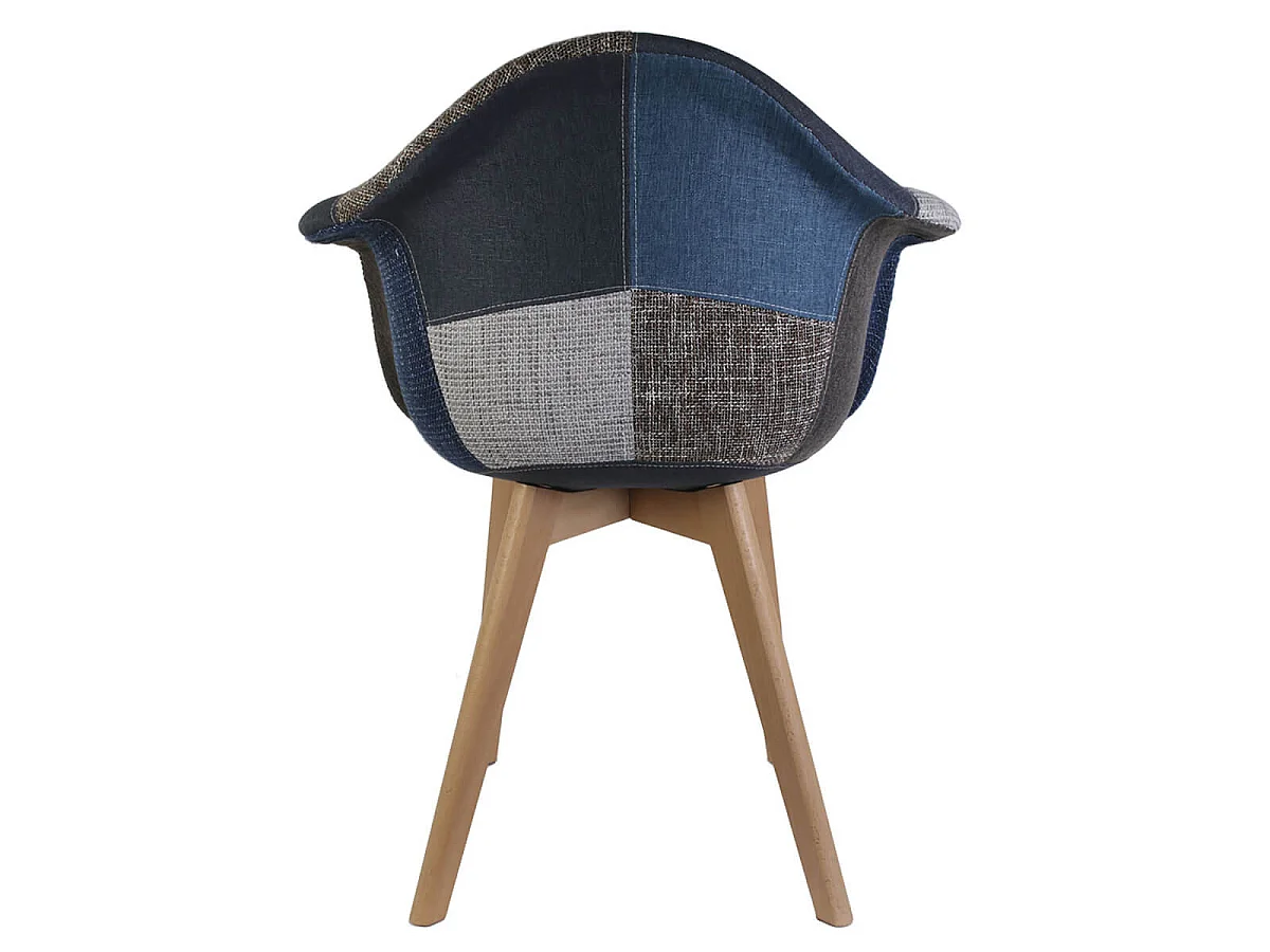DAMAS - Lot de 2 Fauteuils Patchwork Bleu et Gris