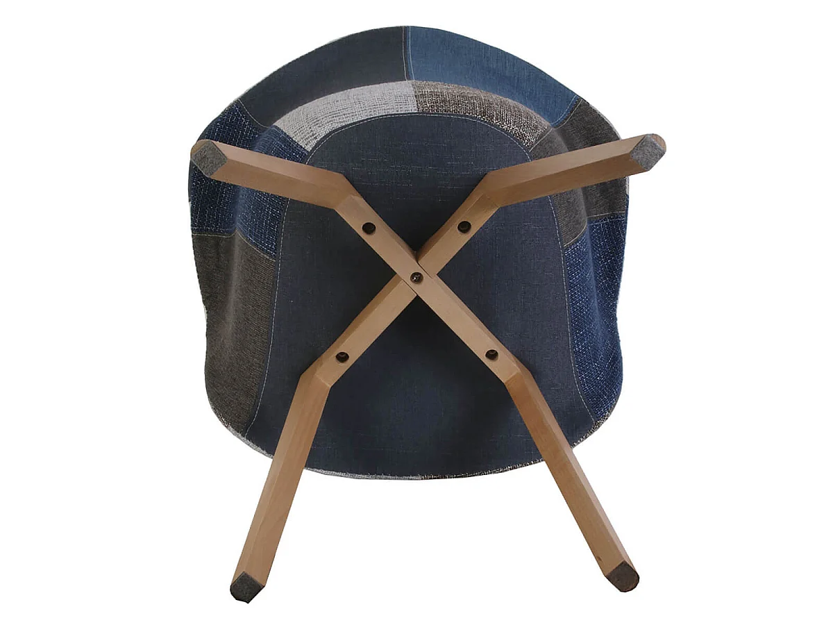 DAMAS - Lot de 2 Fauteuils Patchwork Bleu et Gris