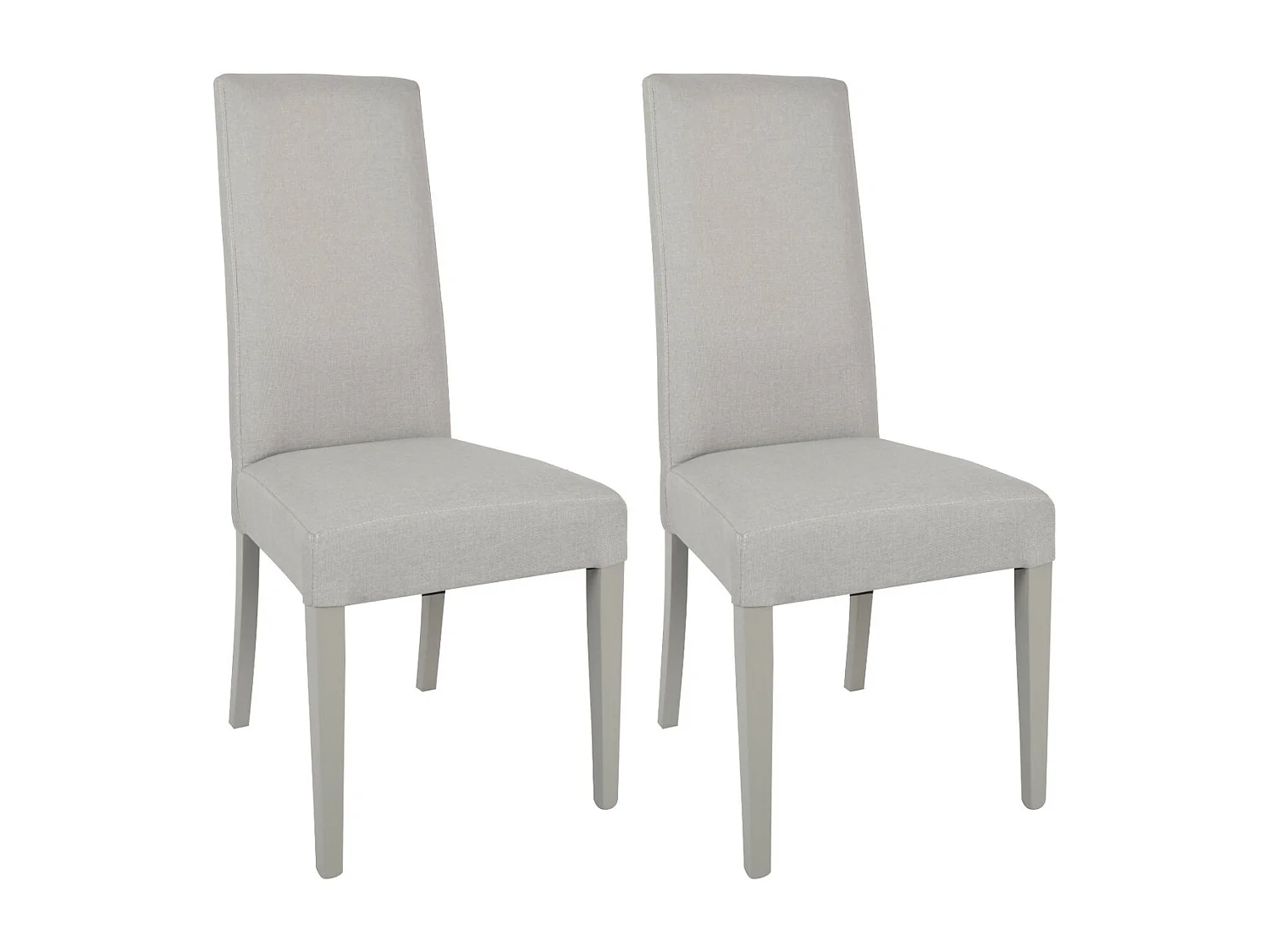 LASCALA - Lot de 2 Chaises Tissu Gris Perlé et Pieds Laqués
