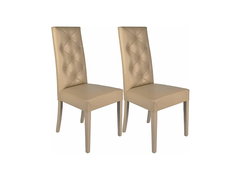 TREVI - Lot de 2 Chaises Simili Taupe et Pieds Laqués
