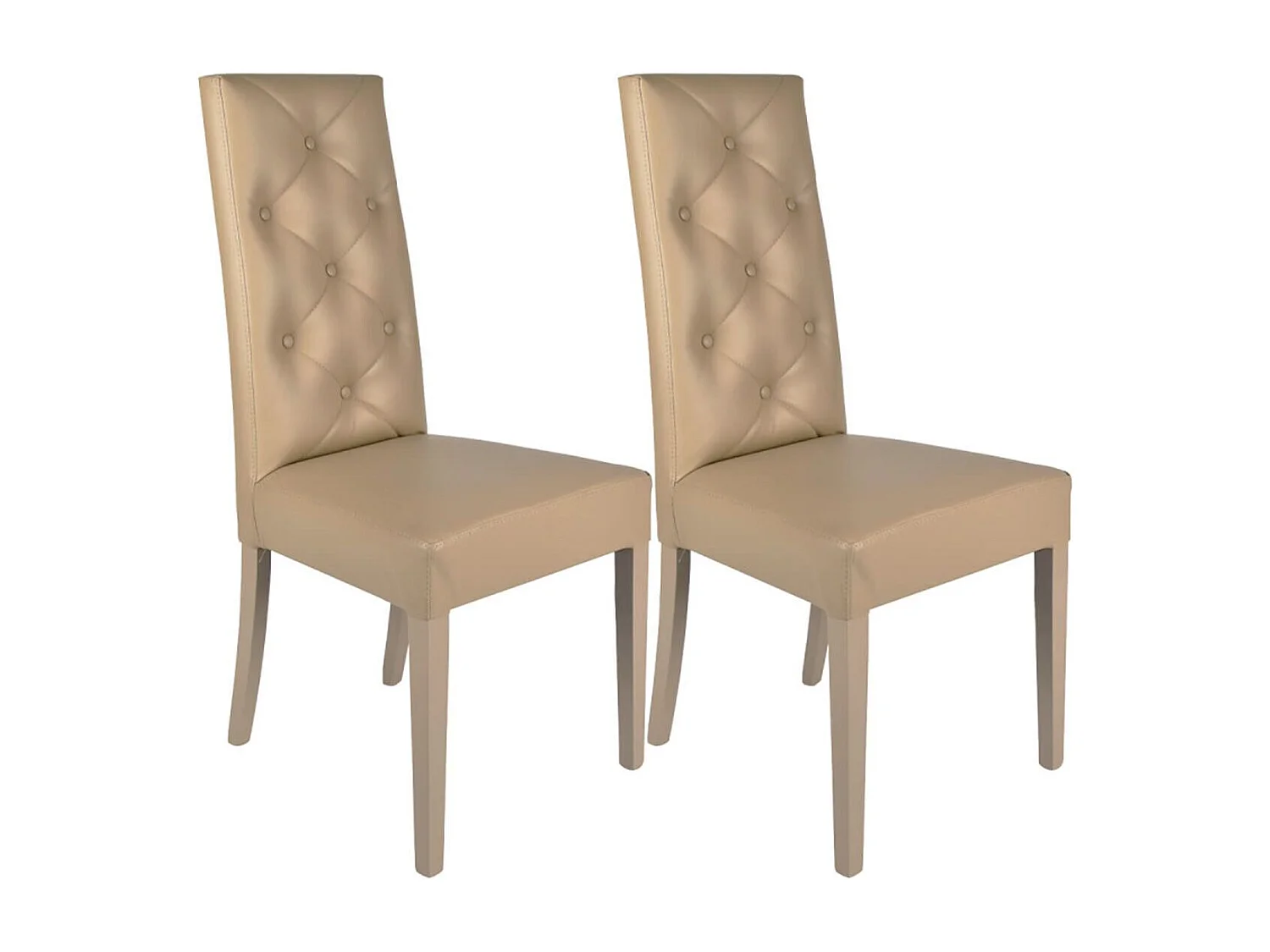 TREVI - Lot de 2 Chaises Simili Taupe et Pieds Laqués