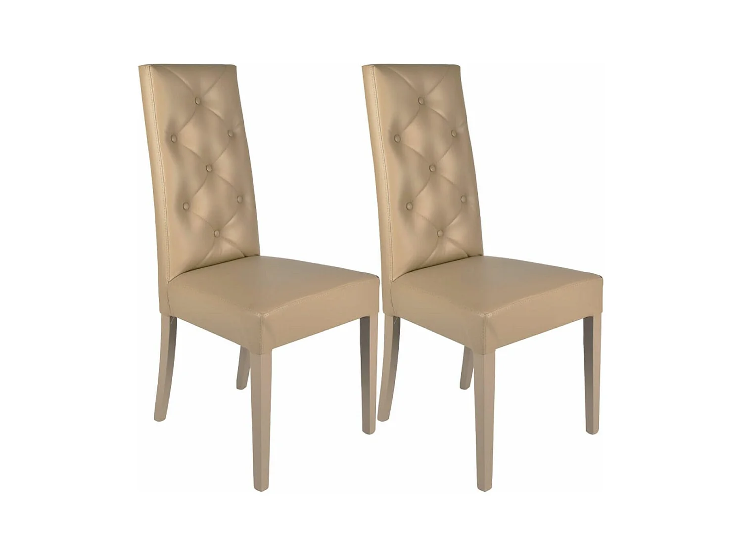 TREVI - Lot de 2 Chaises Simili Taupe et Pieds Laqués